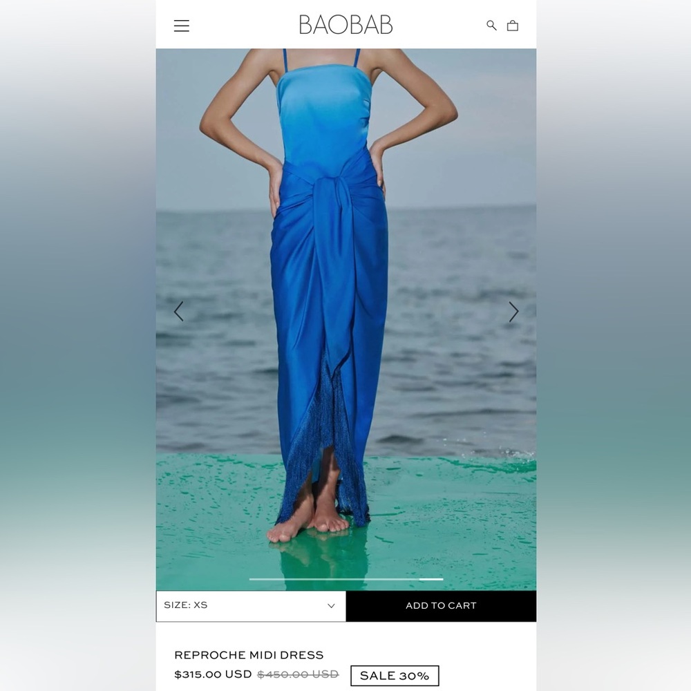 Baobab reproche midi dress blue ombré NWT - Picture 5 of 8